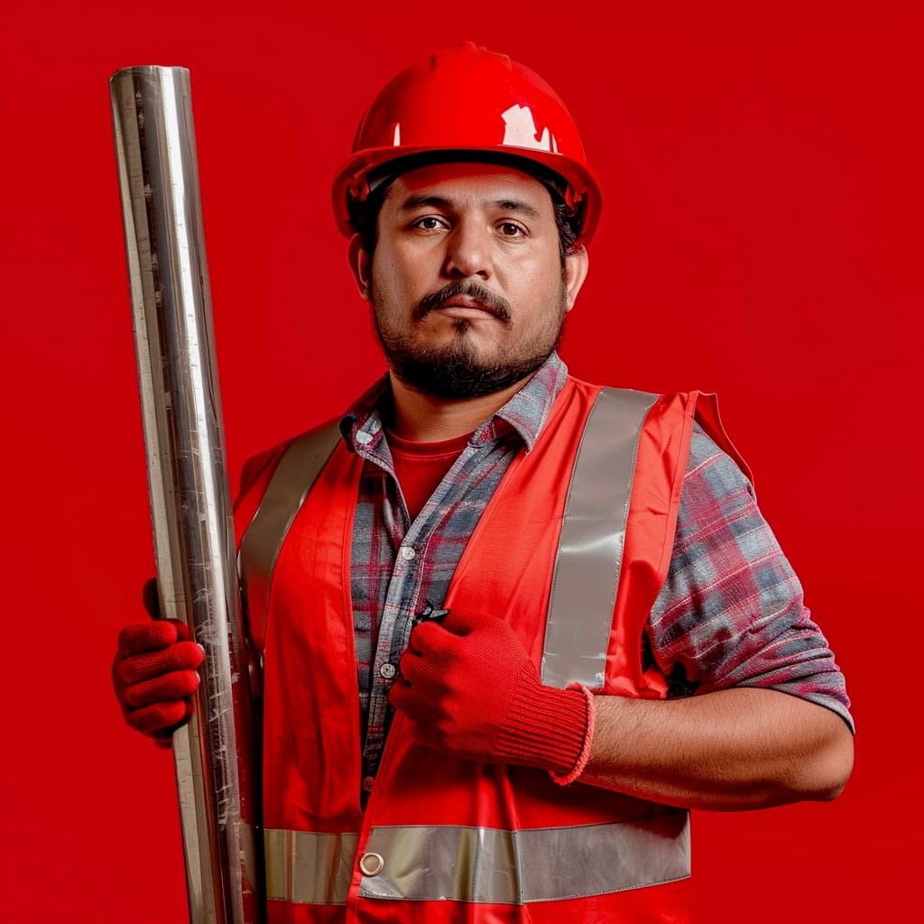 Trabajador de MMTUBERIA en un taller industrial.