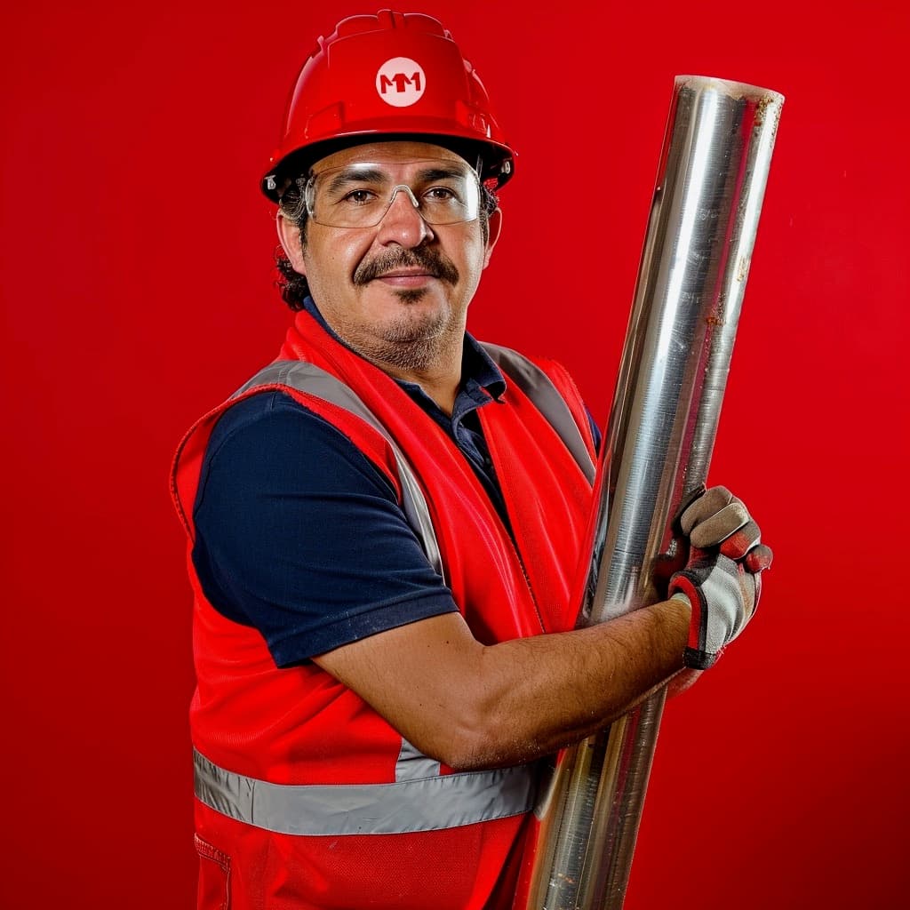 Trabajador de MMTUBERIA en un taller industrial.
