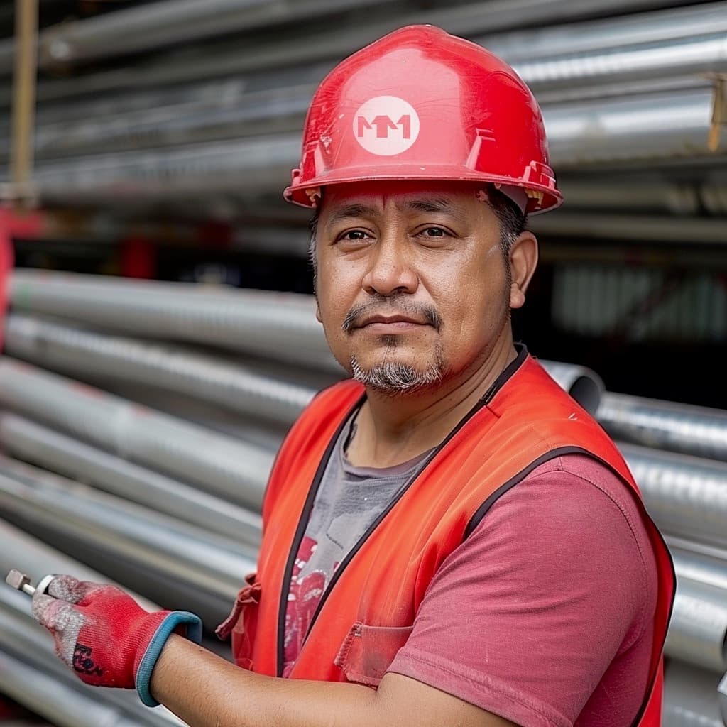 Trabajador de MMTUBERIA en un taller industrial.