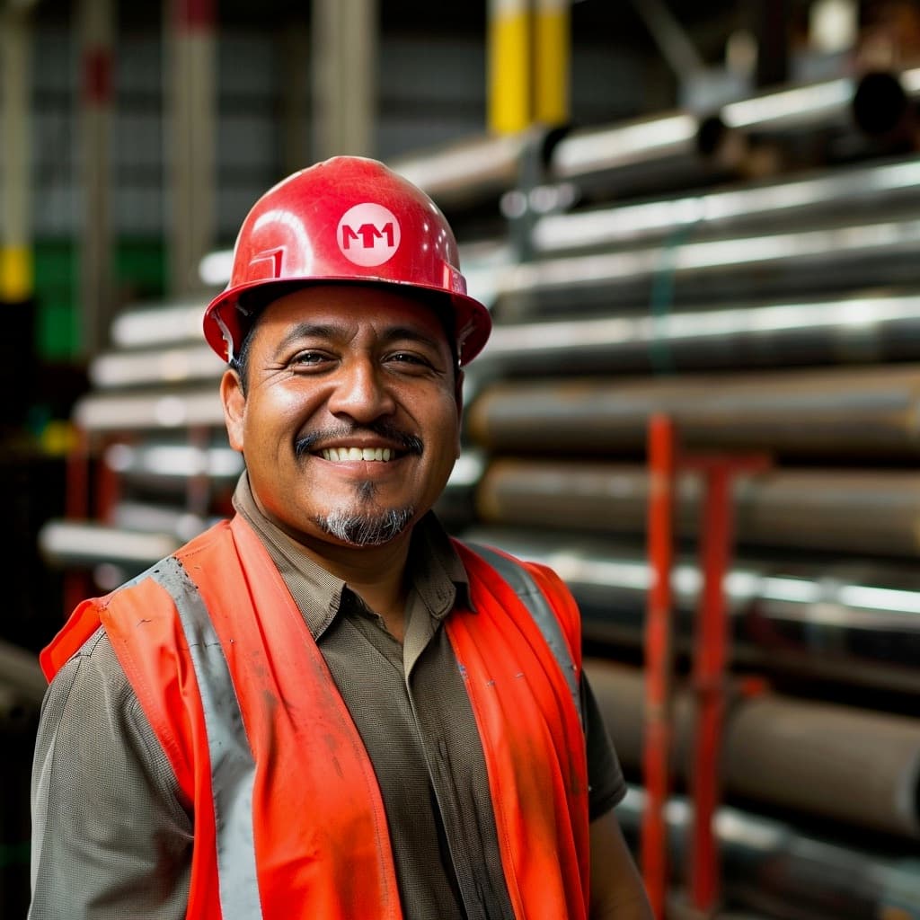 Trabajador de MMTUBERIA en un taller industrial.